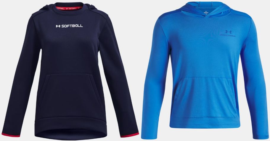 Stock images of two under armour hoodies for kids