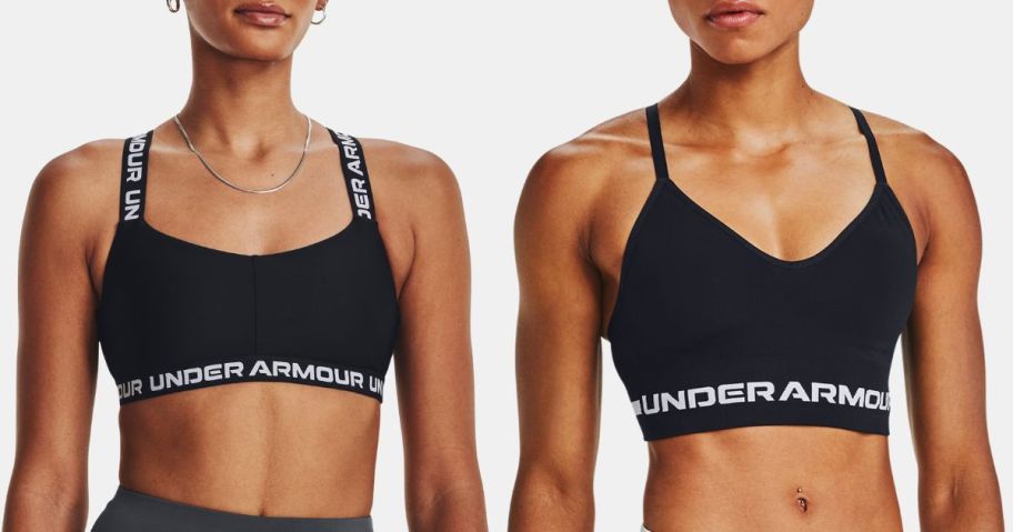 Two women wearing Under Armour Sports Bras