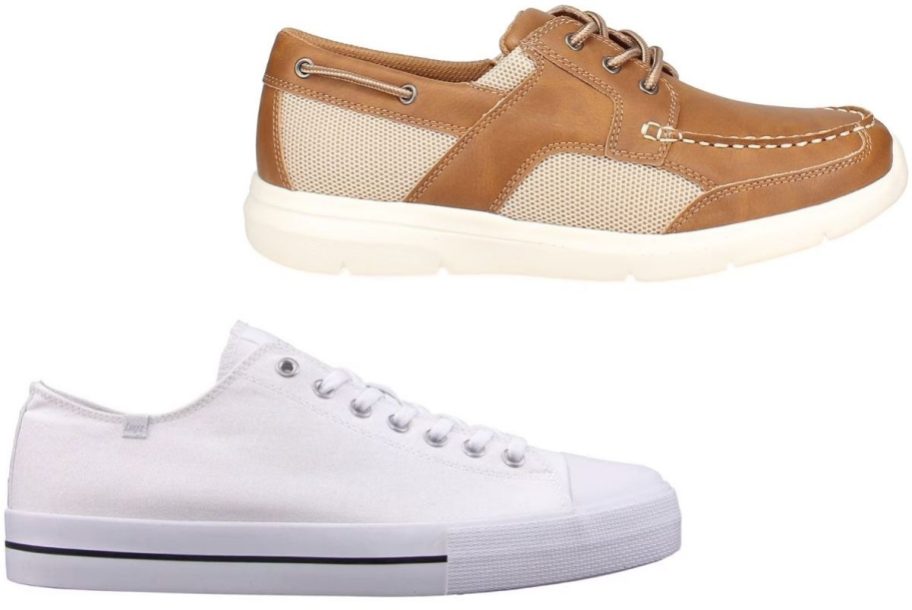 Stock images of two men's shoes from Walmart