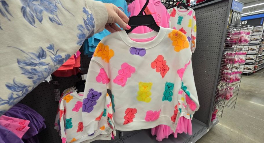 hand holding Way To Celebrate Valentine's Day Toddler Girls Allover Print Crewneck Sweatshirt