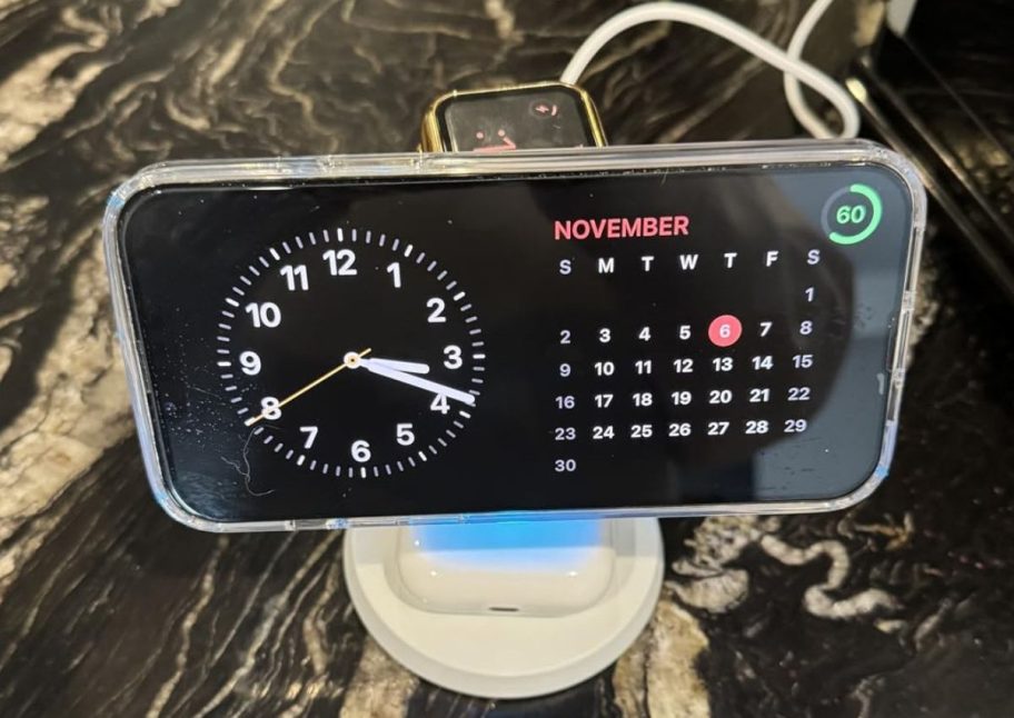 iphone charge with phone, apple watch and earbuds