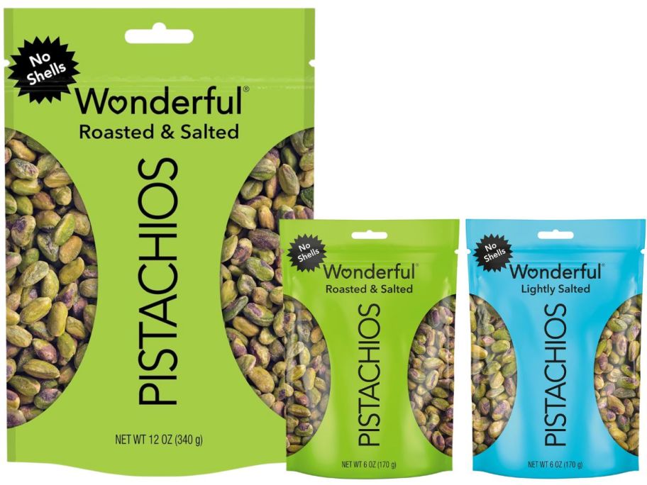 3 bags of pistachio nuts 