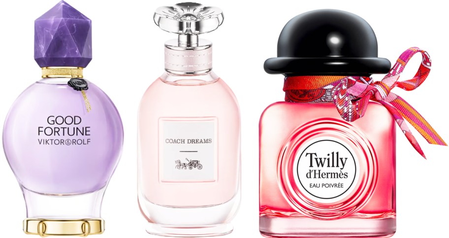 3 bottles of perfume in a row