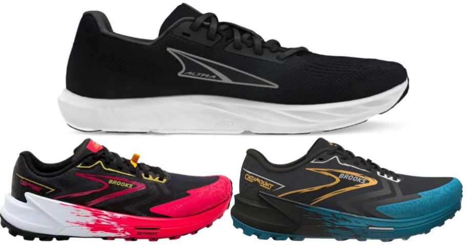 3 mostly black running shoes
