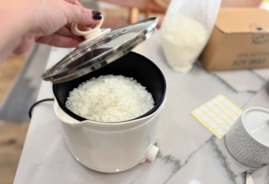 adding wax to a wax warmer (1)