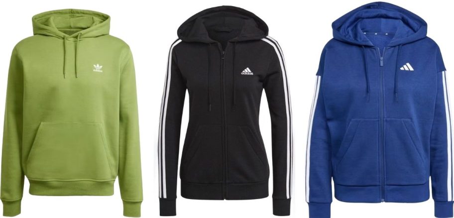 Stock images of 3 adidas hoodies