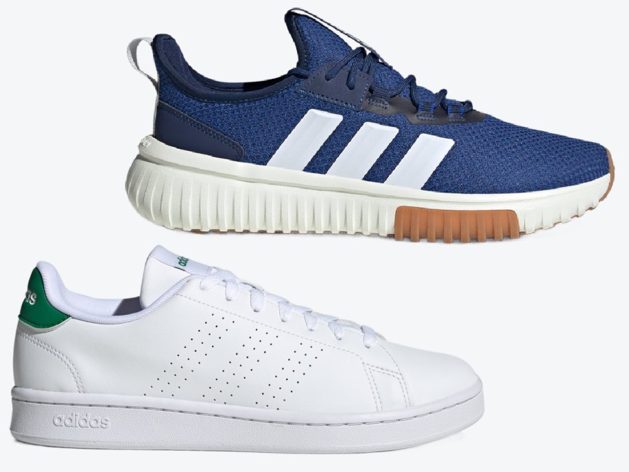 Two pairs of adidas shoes.