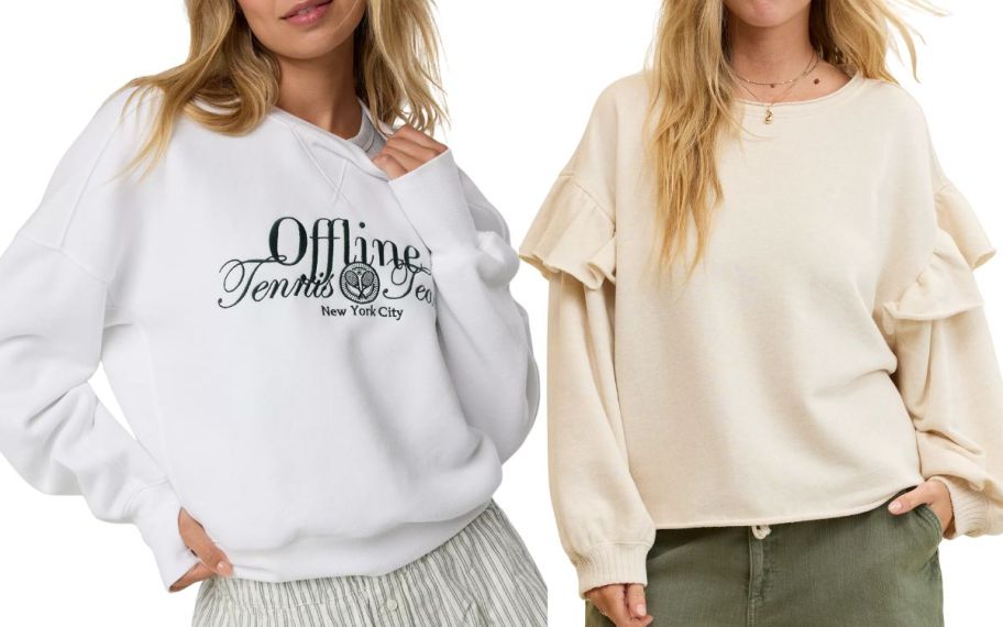 two different aerie sweaters 