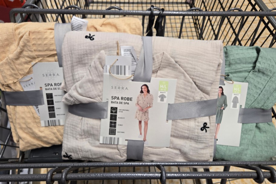 three robes in shopping cart