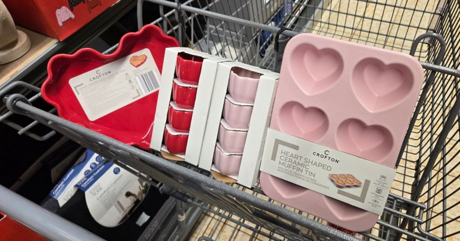Crofton Valentine's Day Scalloped Ceramic Bakeware in cart in store