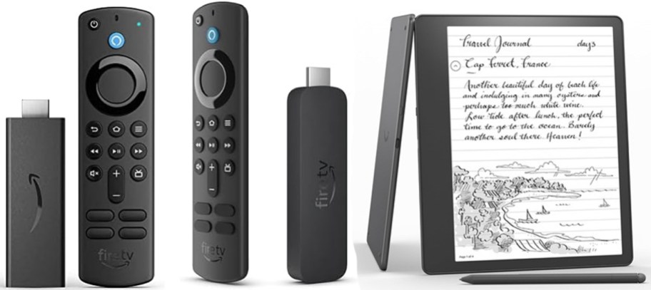 two amazon fire remotes and scribe