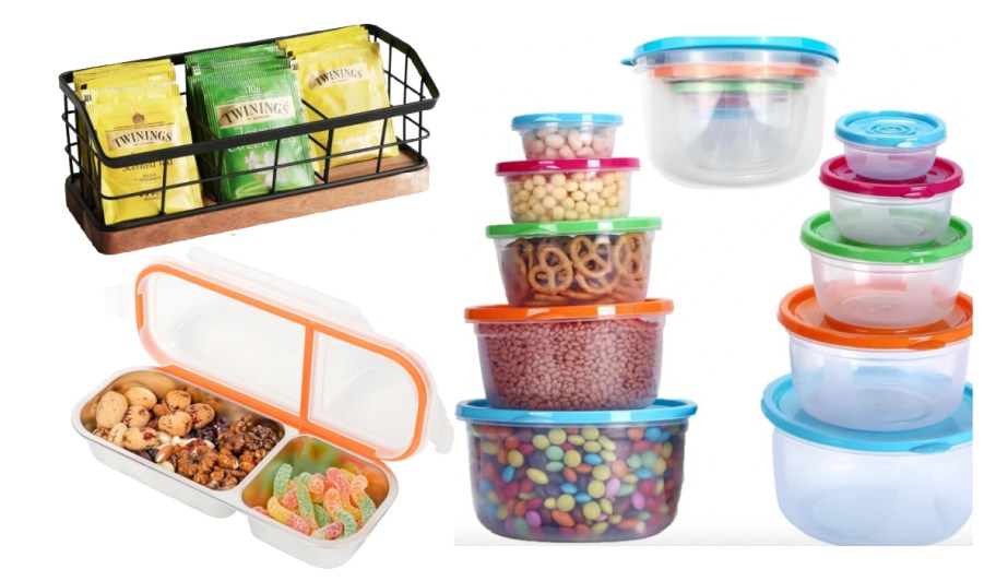 tea basket, stainless steel container, and stacked food storage