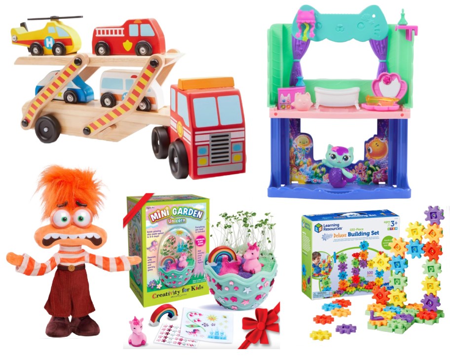 vehicle carrier, gabbys dollhouse bathroom, anxiety plush