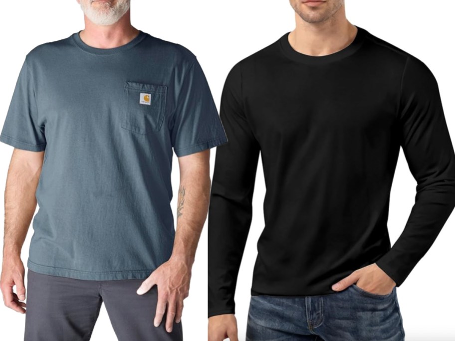 two men in long and short sleeve shirts