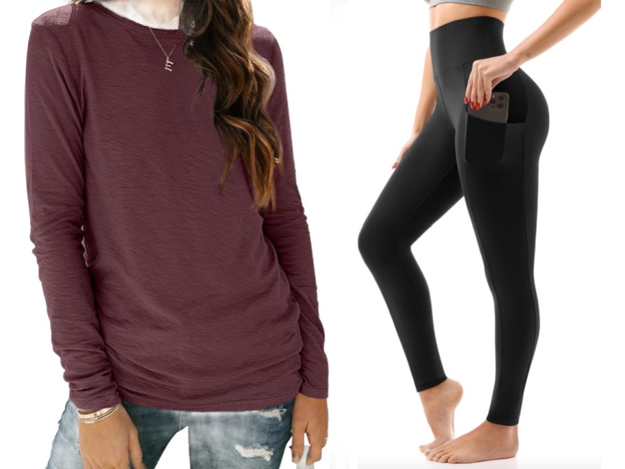 women in long sleeve shirt and leggings