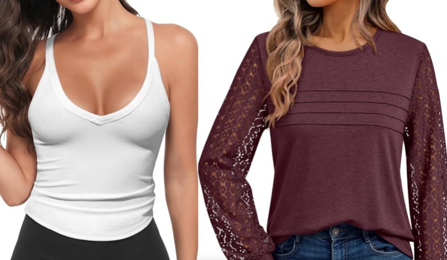 women in white tank top and maroon long sleeve