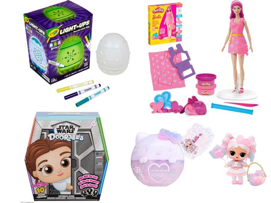 egg, barbie, star wars and LOL toys