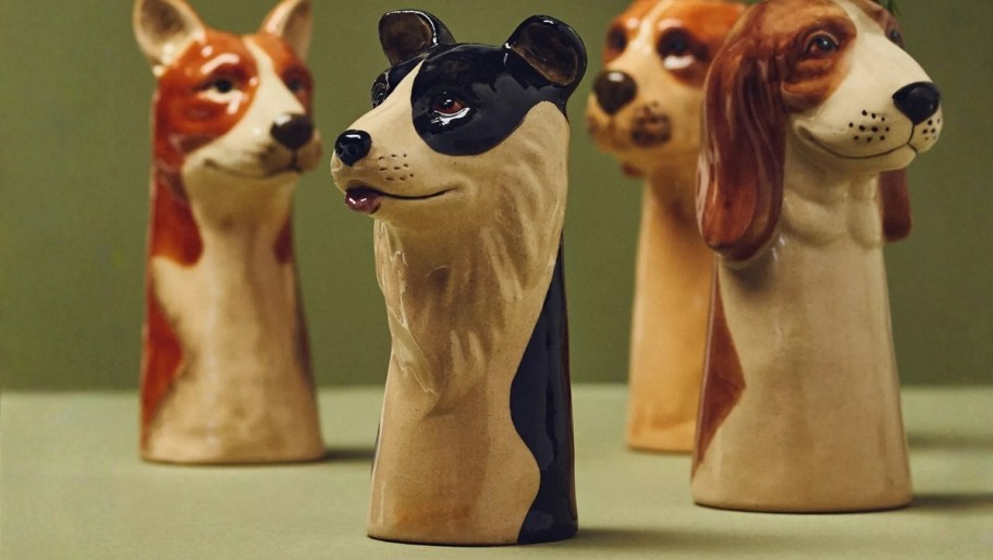 assorted dog vases.