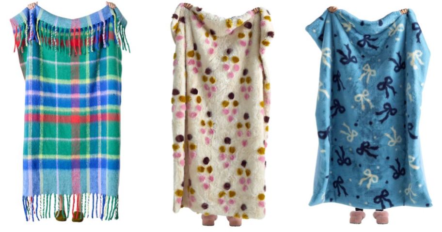 three anthropologie throw blankets