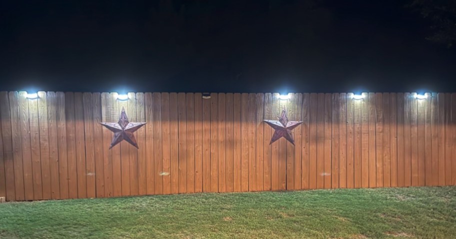 solar lights on a fence
