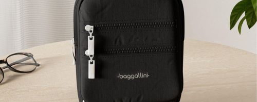bagggallini RFID Journey Crossbody Bag displayed on top of the table