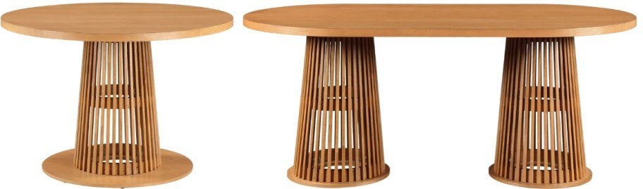 round and oval dining tables in the same style