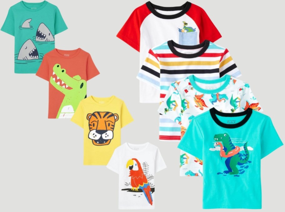 2 four packs of kids graphic tees