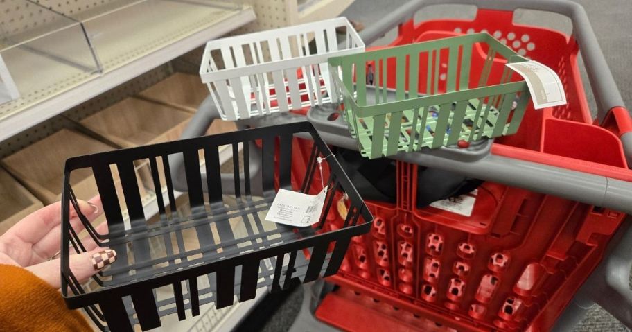 Metal Baskets in cart in store