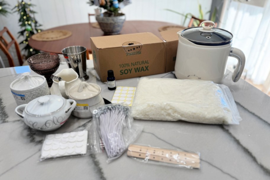 candle making supplies from amazon on the counter