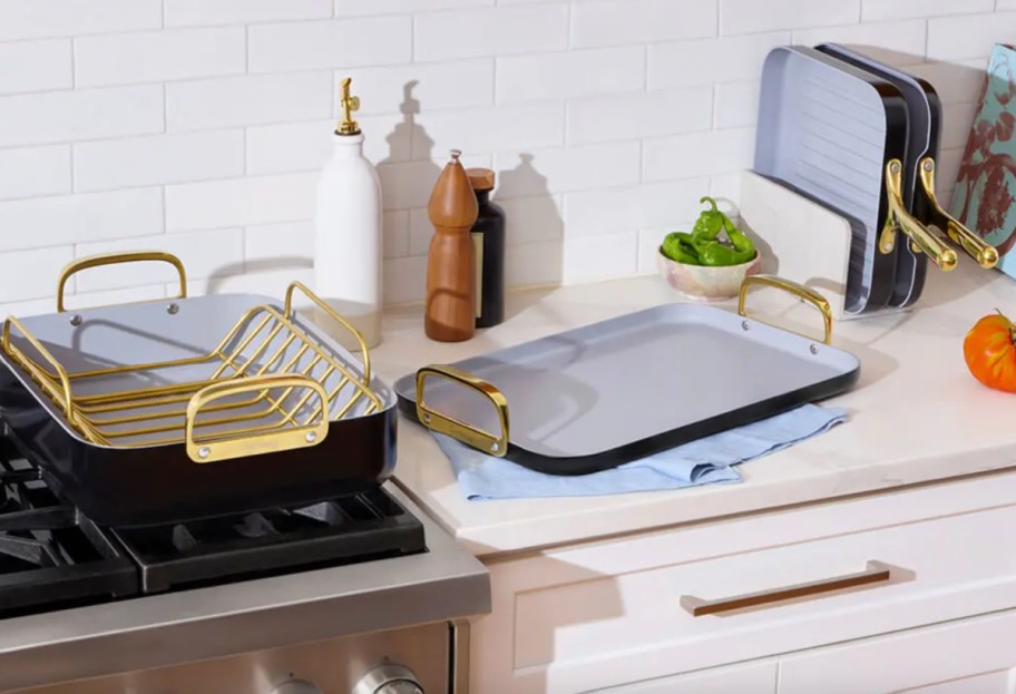 black bakeware in kitchen