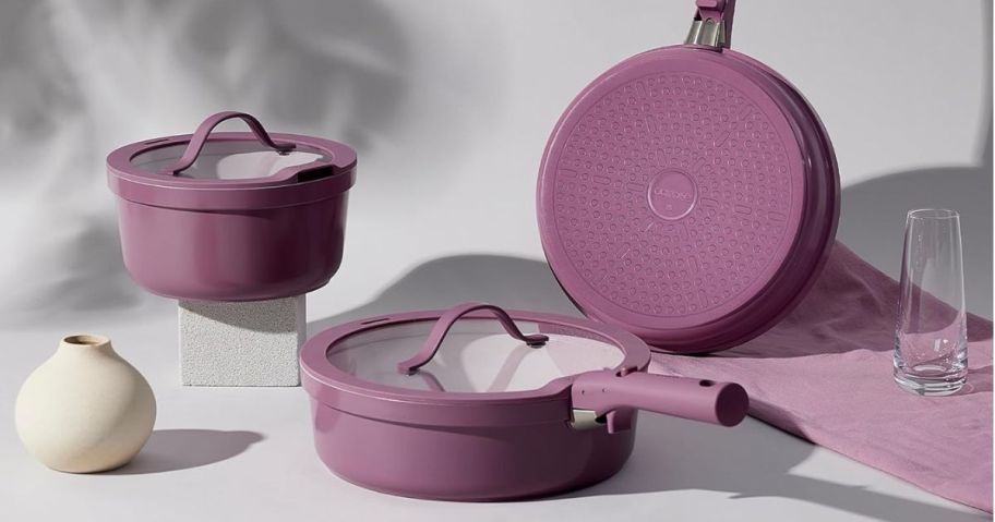 purple carote cookware set