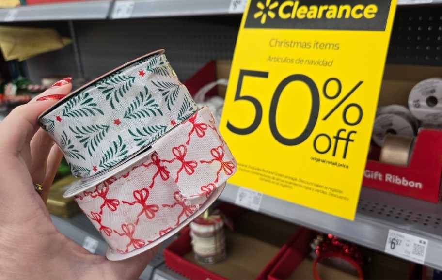 gift wrap ribbon on clearance aisle