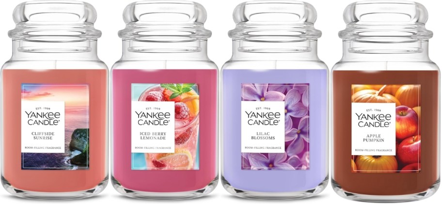 4 large jar candles in assorted scents