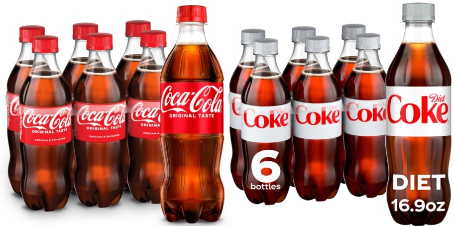 Two 6 packs of Coca-Cola bottles.