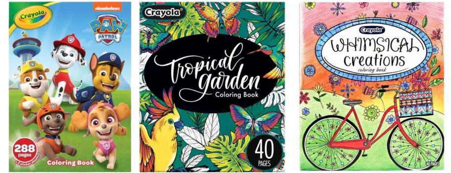 three crayola coloring books