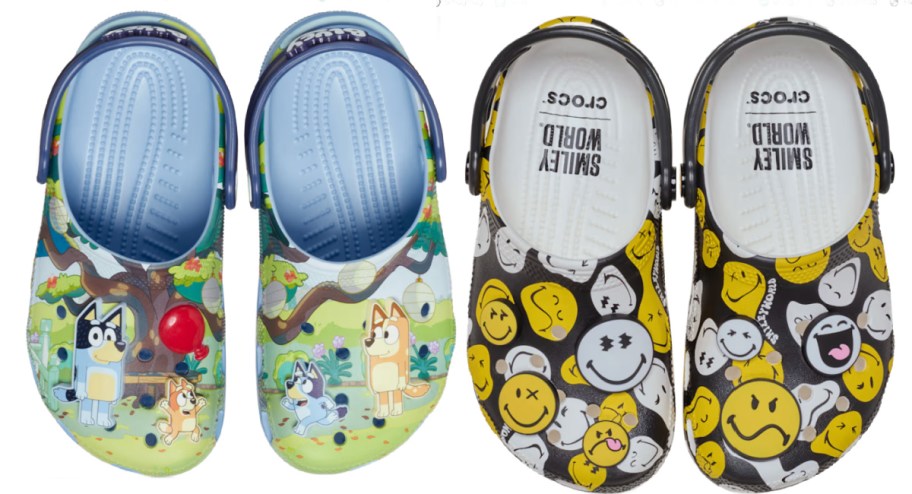 bluey slip on kids shhoes and smiley print slip on shoes