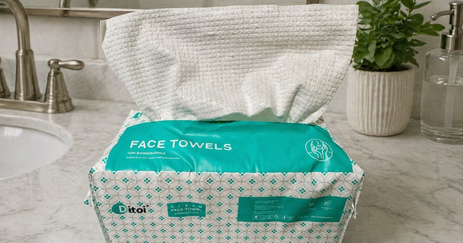 box of disposable face towels