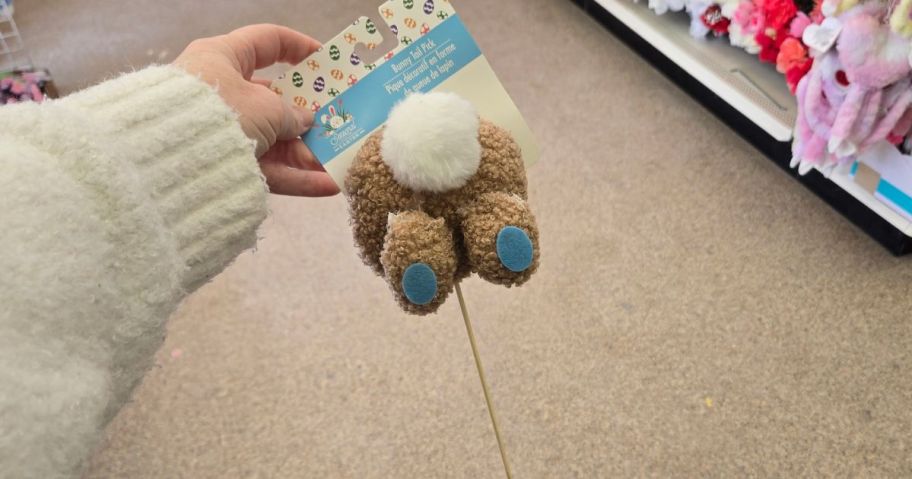 Easter Bunny Tail Pick in hand in store