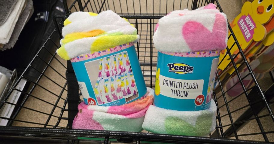 Colorful Peeps Printed Plush Throw Blankets in cart in store