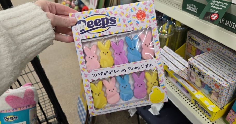 Peeps Mini Bunny String Lights in hand in store