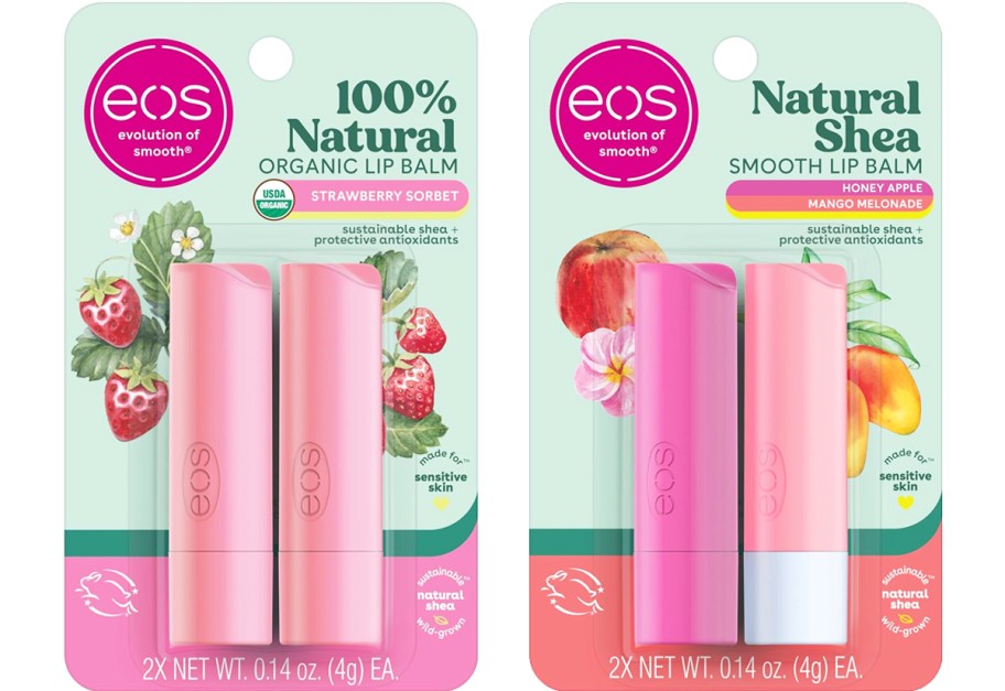 two pink eos Lip Balm 2-Packs
