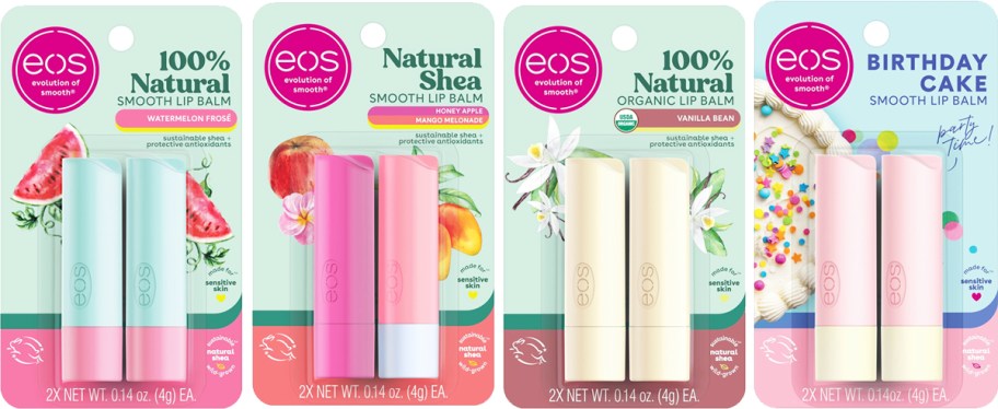 2-packs of eos lap balms in a row