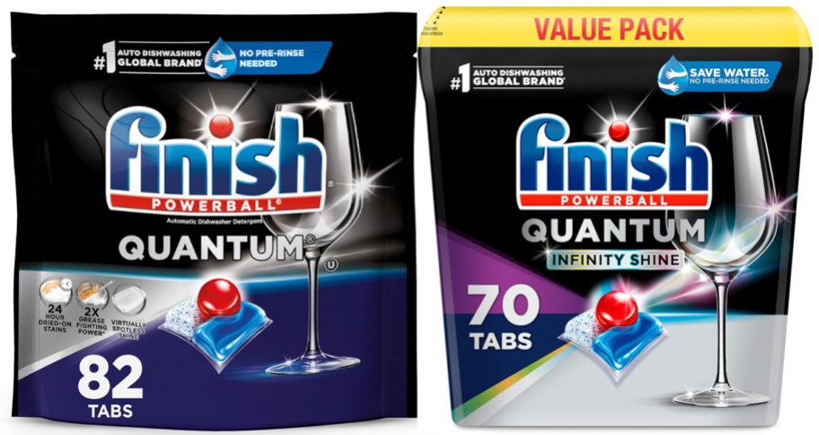 two bags of finish dishwasher pods