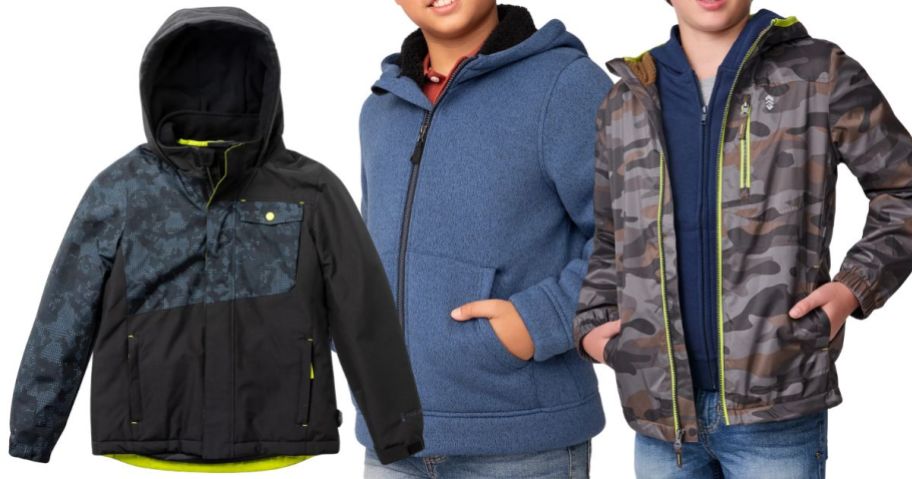 a boys free country jacket and two boys wearing free country jackets