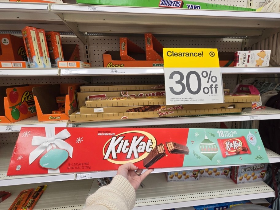 womans hand holding a giant kitkat