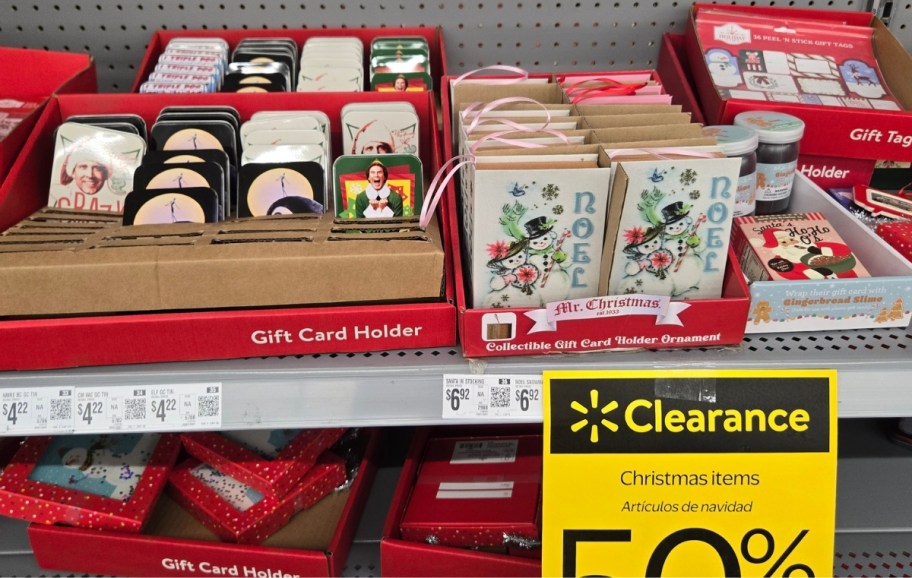 gift card holders on clearance aisle