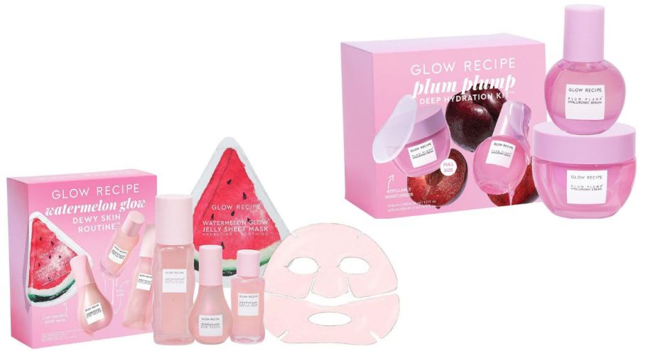 two different glow recipe gift sets