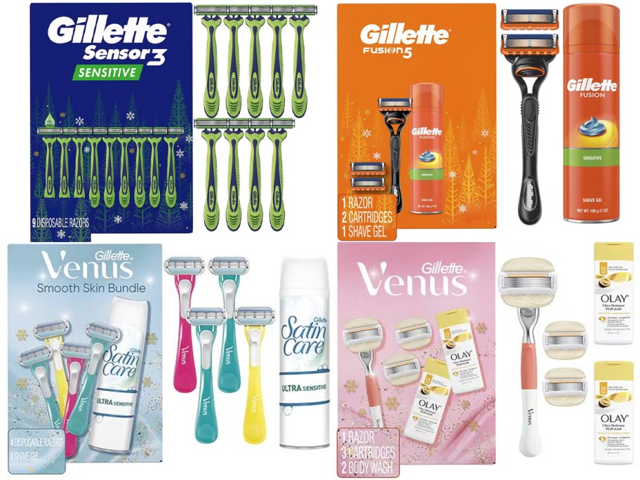 two gillette and venus razor gift sets 