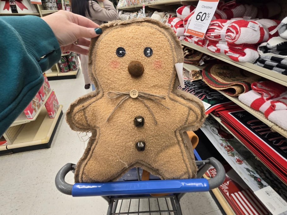 A gingerbread man pillow at Hobby Lobby.