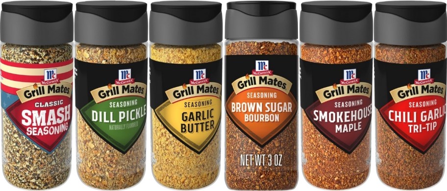 bottles of grill mates seasoning in 6 different varieties